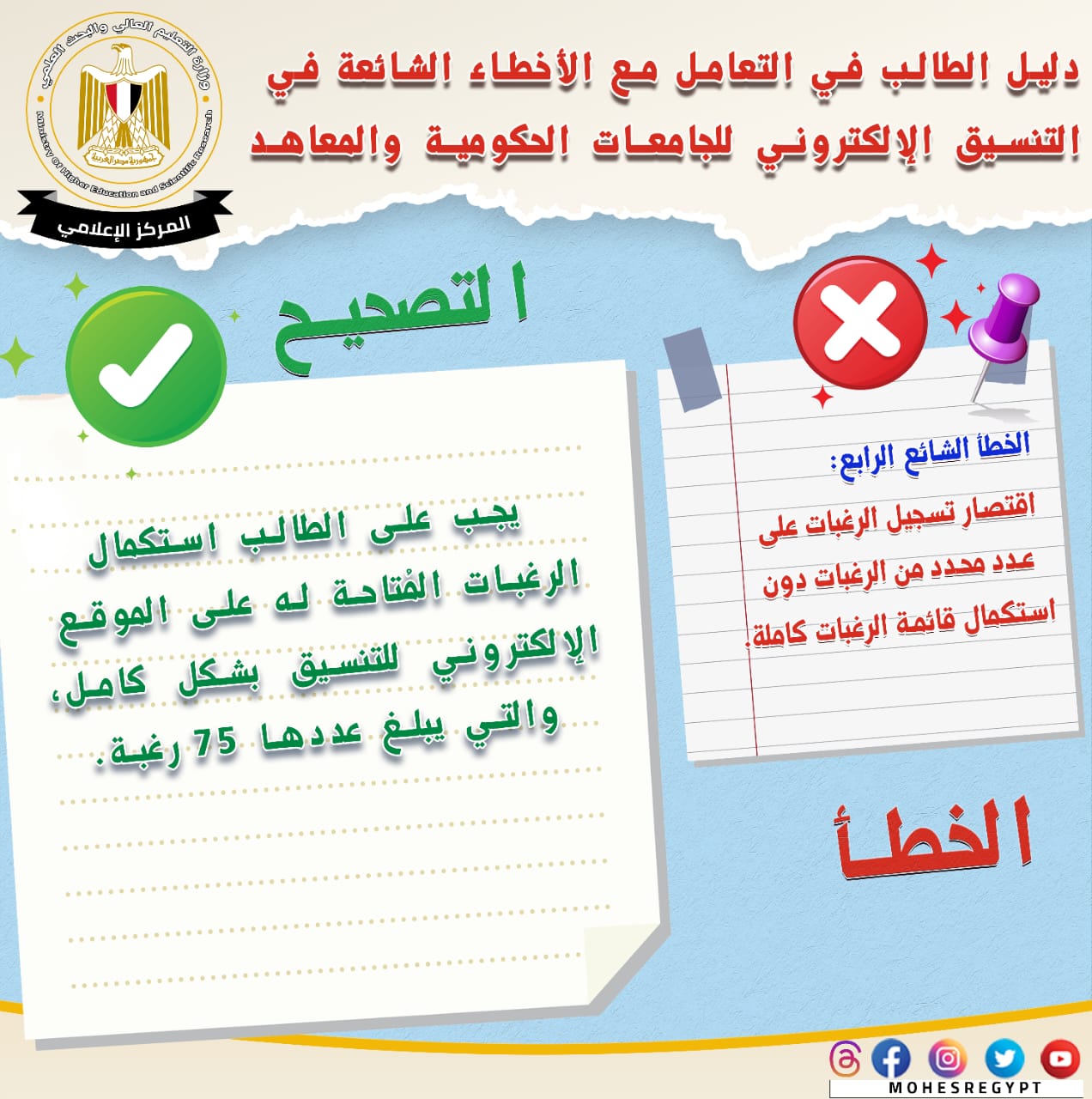 أخطاء شائعة في تنسيق الجامعات 2023