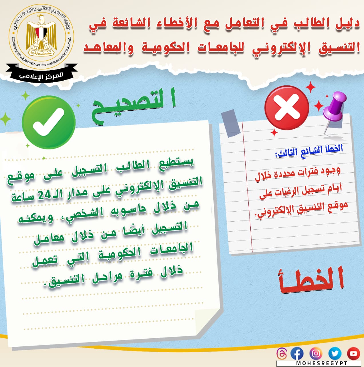 أخطاء شائعة في تنسيق الجامعات 2023