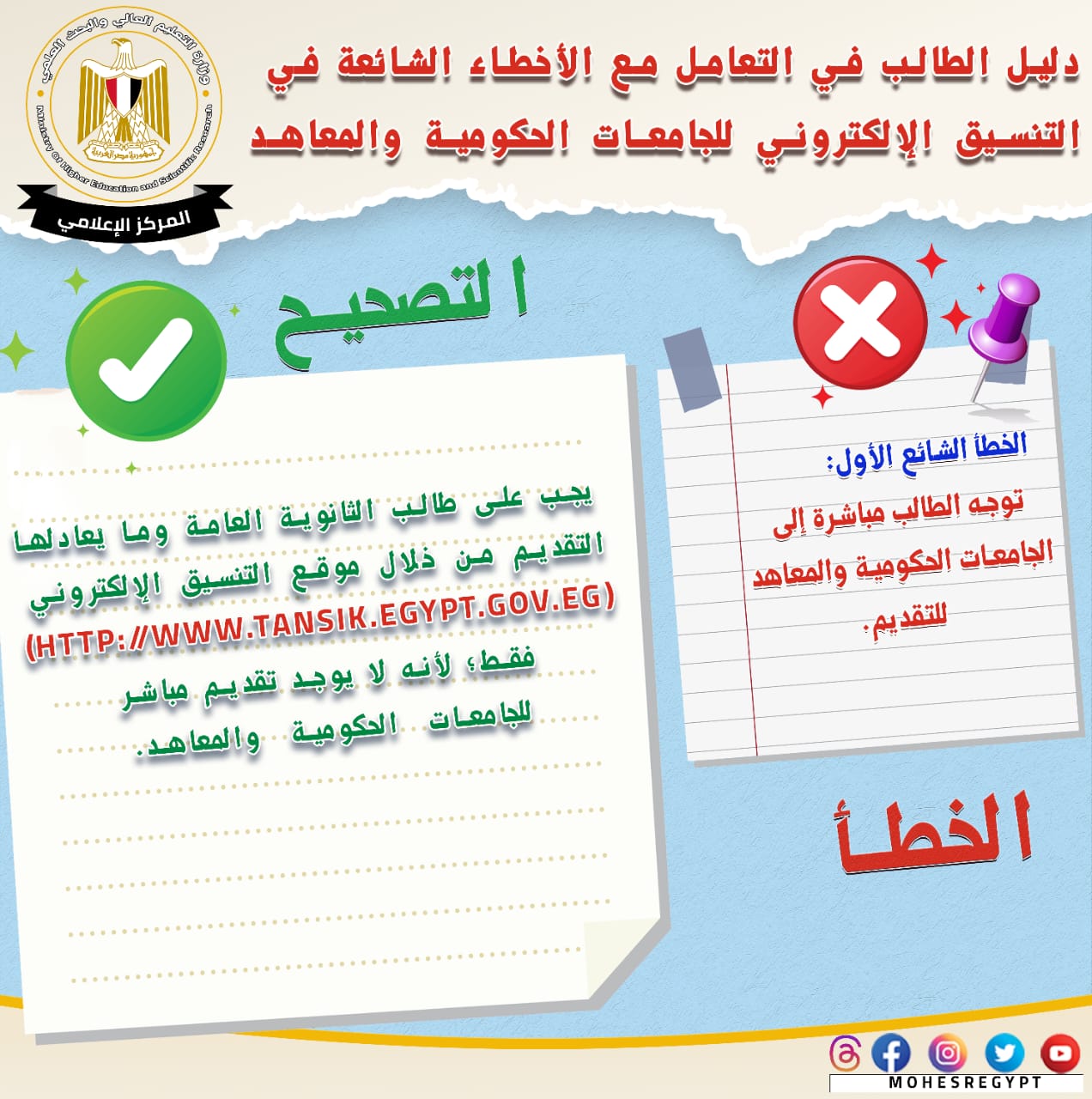 أخطاء شائعة في تنسيق الجامعات 2023