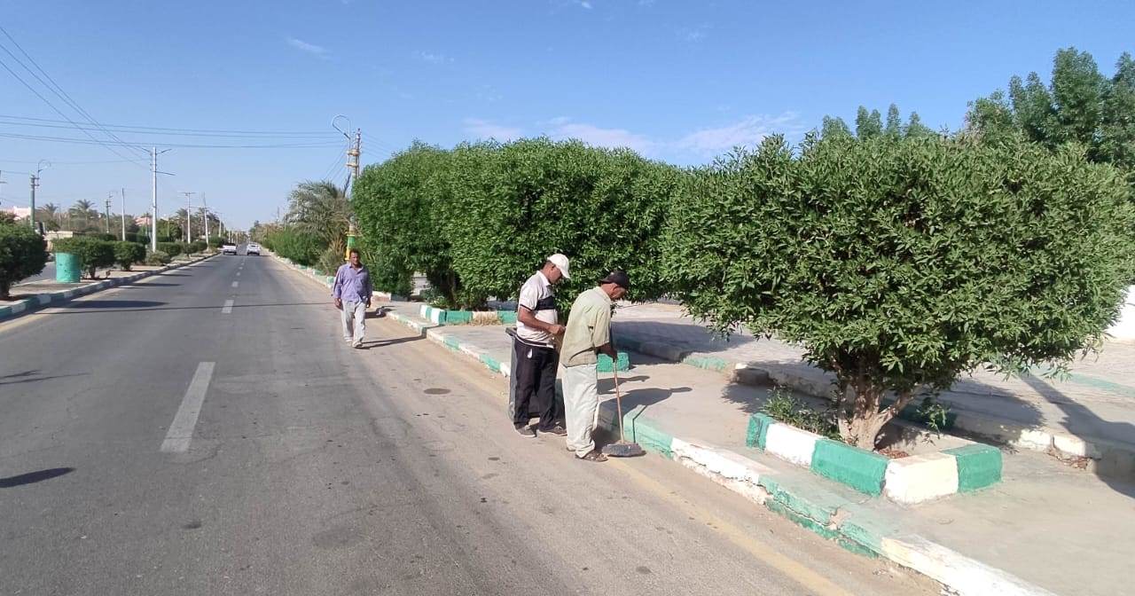 حملات مكثفة لتنظيف الشوارع ومتخللات العمارات السكنية ورفع المخلفات وجمع القمامة بالخارجة