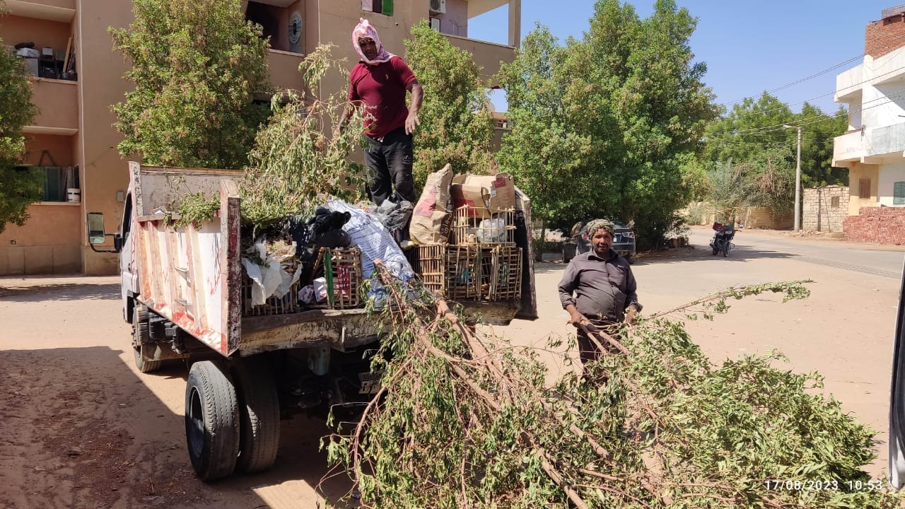 محلية الخارجة: رفع مخلفات زراعية من مدرسة الشهيد طلعت ضرغام