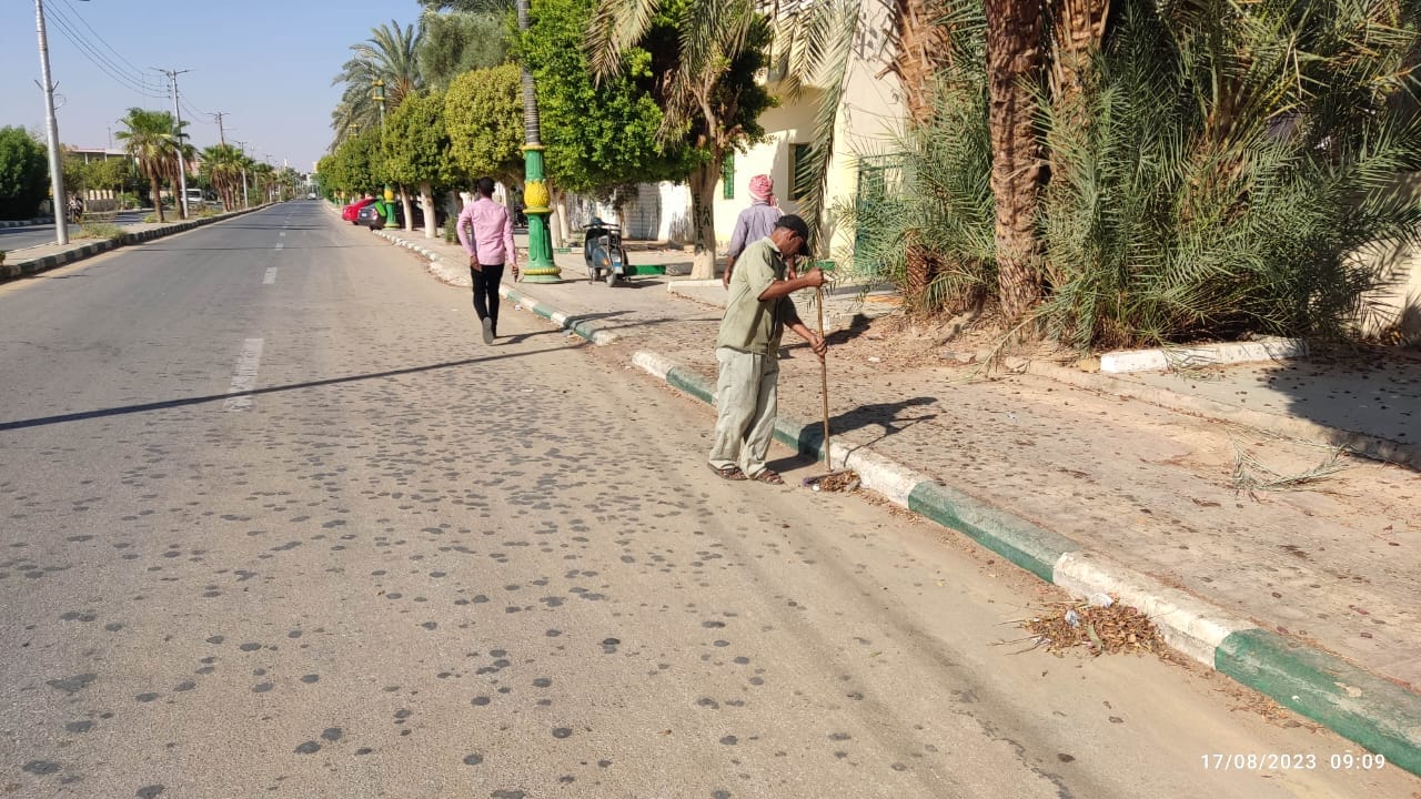 محلية الخارجة: رفع مخلفات زراعية من مدرسة الشهيد طلعت ضرغام