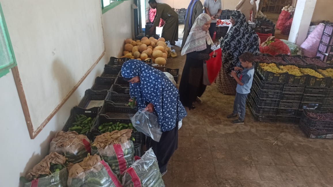 منفذ بيع الخضروات والفاكهة بأسعار مخفضة للمواطنين بقرية غرب الموهوب بمركز الداخلة