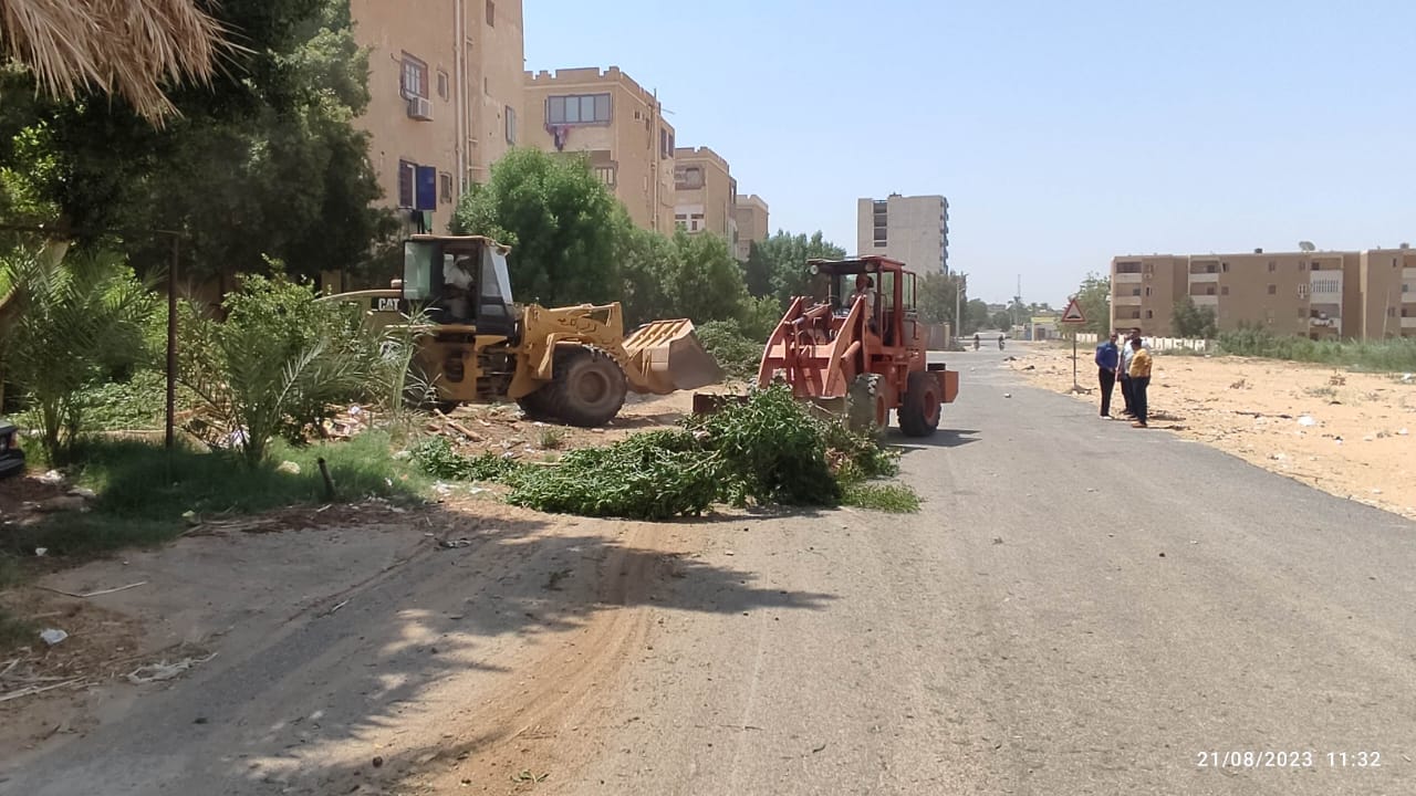 إزالة تعديات على أرض أملاك الدولة بالزراعات في الخارجة