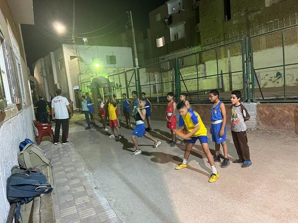 جانب من تدريبات البطل الاولمبي للملاكمة