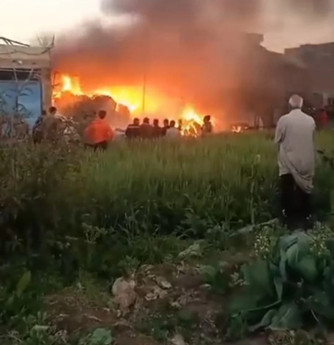 حريق هائل يلتهم محتويات مصنع قطن بالغربية