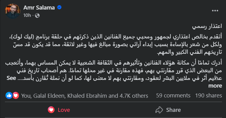 عمرو سلامة عبر فيسبوك