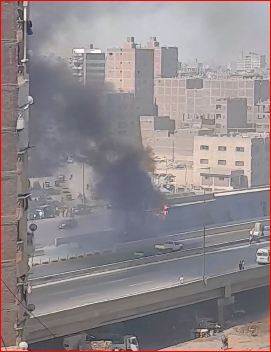 حريق محطة الأتوبيس الترددي بالخصوص