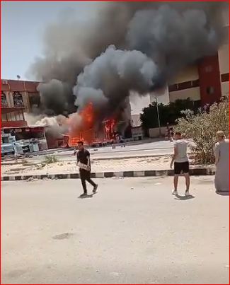 حريق أمام مول البنفسج بأكتوبر