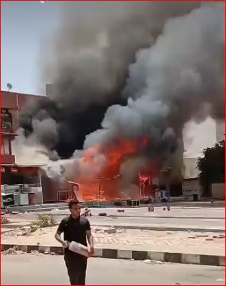 حريق أمام مول البنفسج بأكتوبر
