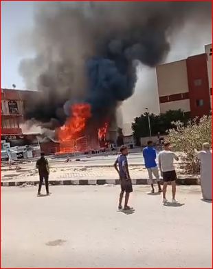 حريق أمام مول البنفسج بأكتوبر