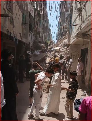 انهيار عقارين بحدائق القبة