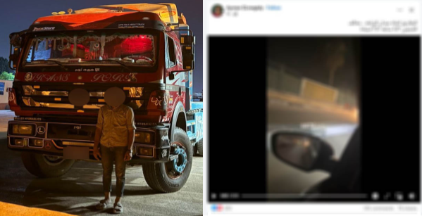 سائق نقل ثقيل يعرض حياة المواطنين للخطر بسيره عكس الإتجاه في الشرقية