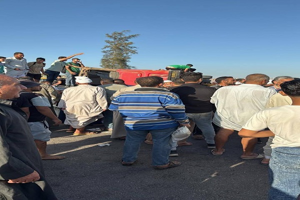 حادث انقلاب أتوبيس بطريق الحسينية في الشرقية