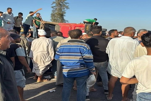 حادث انقلاب أتوبيس بطريق الحسينية في الشرقية