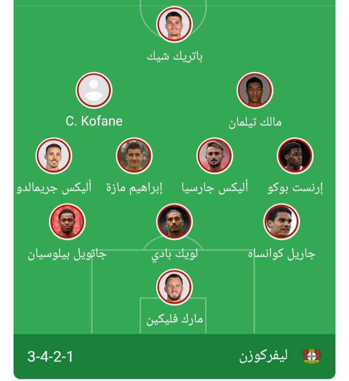 تشكيل باير ليفركوزن أمام مانشستر سيتي في دوري أبطال أوروبا