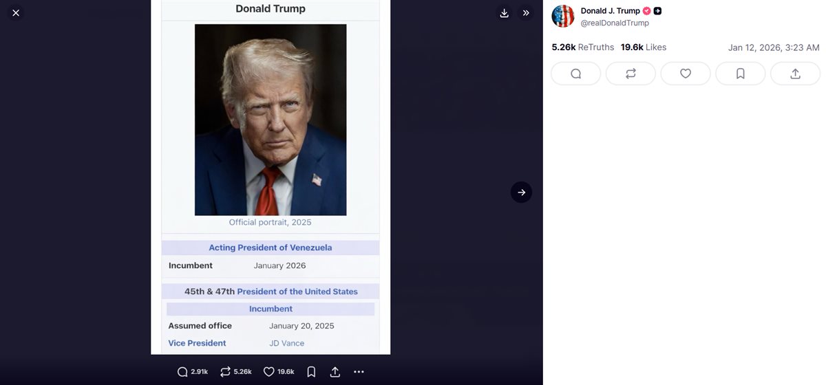 دونالد ترامب عبر تروث سوشيال