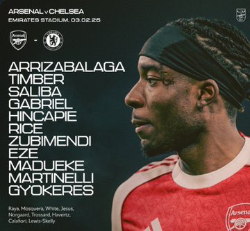 تشكيل آرسنال الرسمي أمام تشيلسي&nbsp;