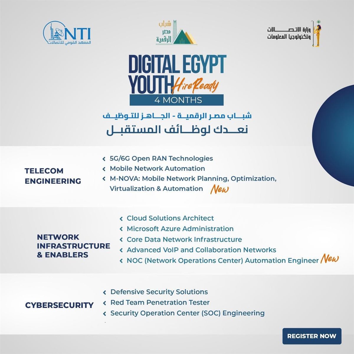 البرنامج التدريبي المجاني والمسارات التكنولوجية المتاحة