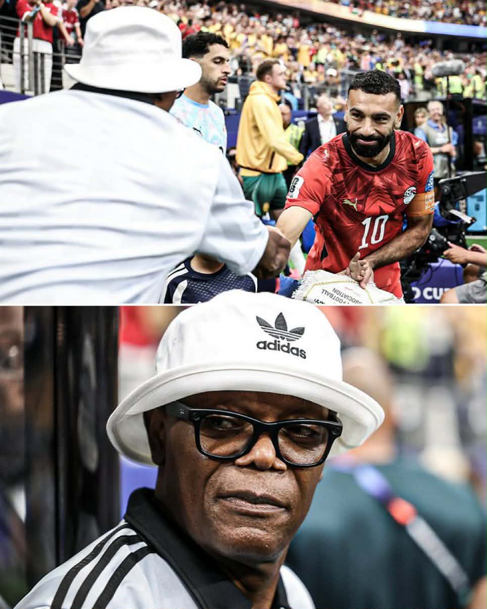 <strong>صامويل جاكسون ومحمد صلاح</strong>