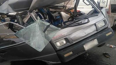 دماء على الأسفلت..إصابة 10 أشاخاص فى حادث انقلاب سيارة سوزوكى فان تفاصيل