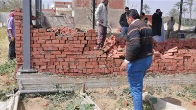 إزالة سور بالطوب الأحمر أقيم بالمخالفة بالقصاصين شرق ضمن فاعليات الموجه ال19