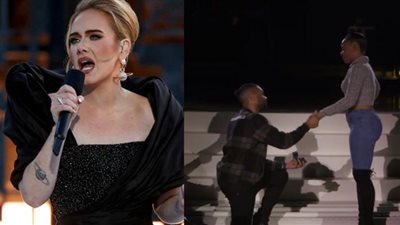 تحت طوع الحب| Adele تشارك شاب في طلب يد حبيبته للزواج على المسرح