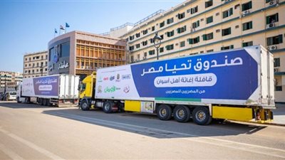قافلة صندوق تحيا مصر تصل أسوان لإغاثة متضرري السيول