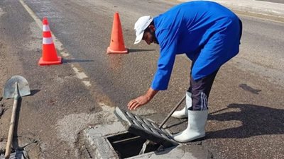 صور.. جهاز مدينة 6 أكتوبر يستعد لمواجهة التقلبات الجوية والأمطار