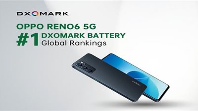 OPPO Reno6 5G يحتل المرتبة الأولى في تصنيفات DXOMARK العالمية للبطاريات