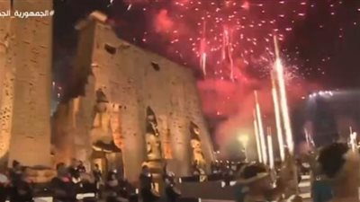 شاهد.. الألعاب النارية تضيء سماء الأقصر في ختام افتتاح طريق الكباش