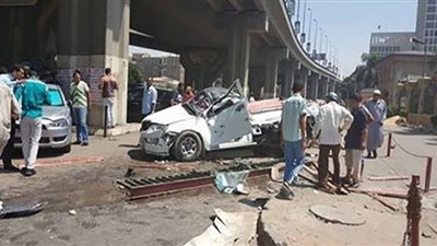 إصابة 3 أشخاص في حادث سقوط سيارة من أعلى كوبري عرابي بشبرا الخيمة