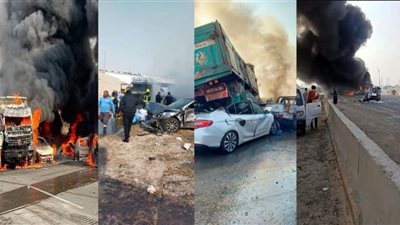 12 صورة.. مشاهد قاسية في حادث الطريق الدائري الأوسطي