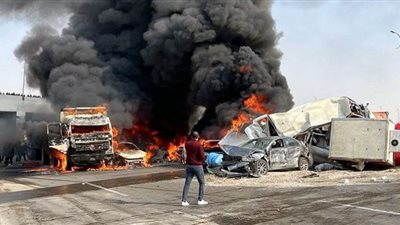 دماء على الأسفلت.. كواليس تفحم سيارات وضحايا حادث الطريق الأوسطي