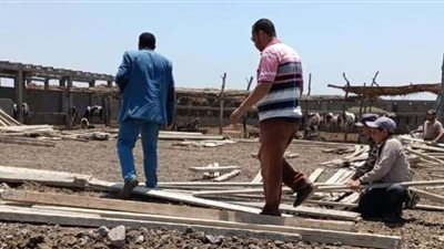 فك خشب لصب سملات خرسانية بصان البحرية