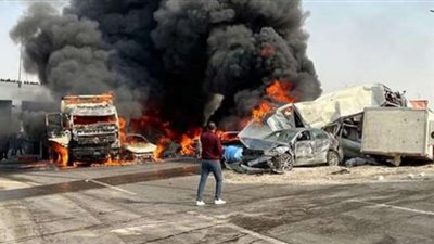 اصطحاب سائق التريلا المتسبب في حادث الدائري الأوسطي للطب الشرعي