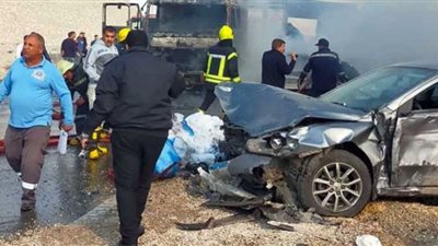 إصابة 3 أشخاص في تصادم ميكروباص مع ملاكي بالعاشر من رمضان