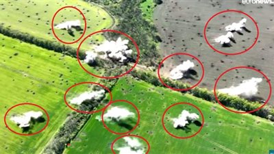 شاهد.. الجيش الأوكراني يقصف قافلة روسية تضم عشرات المعدات العسكرية