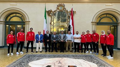 بالصور.. استقبال السفارة المصرية فريق التايكوندو بروما