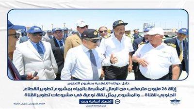 تقدم الاعمال بمشروع تطوير القطاع الجنوبي لقناة السويس بنسبه ٤٠٪