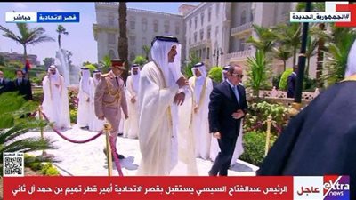 شاهد.. مراسم استقبال رسمية لأمير قطر بقصر الاتحادية