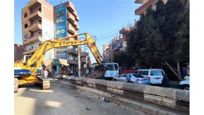 إزالة سور خرساني بطريق العصلوجي بالشرقية لتيسير حركة سير السيارات