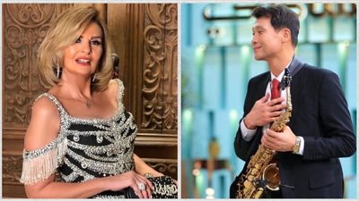 على آلة الساكسفون.. يسرا تغني مع سفير كوريا الجنوبية 