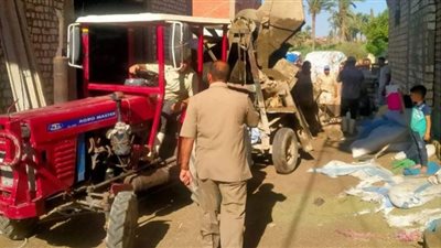 إزالة التعديات ومصادرة معدات ومواد البناء بقرى الفيوم