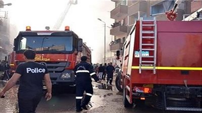 حريق محل تجاري فى البساتين وسيارات الإطفاء تهرع لمكان الحريق