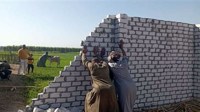 إزالة 4 حالات بناء بدون ترخيص على الأراضي الزراعية بقنا