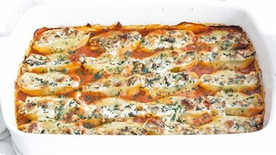 طريقة عمل مكرونة الأصداف بالبشاميل