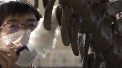 الأطفال يشاركون في حملة تنظيف عظمام الديناصورات باليابان (شاهد)