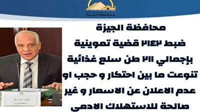 ضبط 2142 قضية تموينية في الجيزة خلال شهر