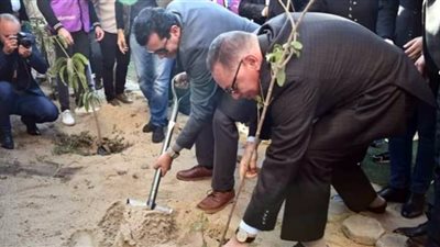 وزير الشباب يغرس 10 أشجار مثمرة داخل مركز شباب كفر الحصر بالزقازيق